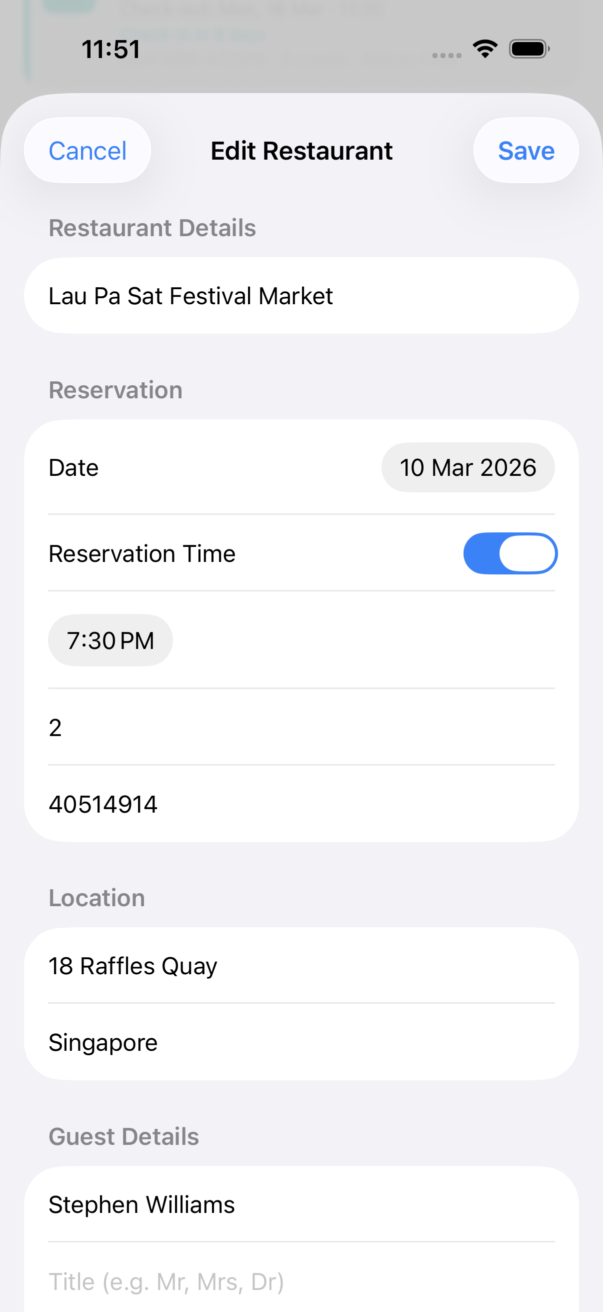 Restaurant detail view